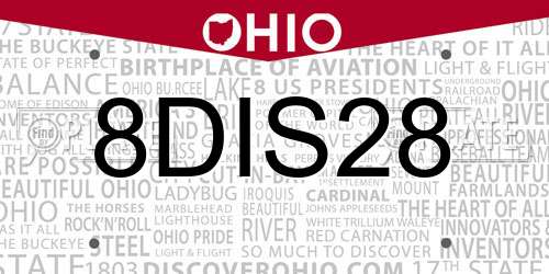 8DIS28 Ohio License Plate