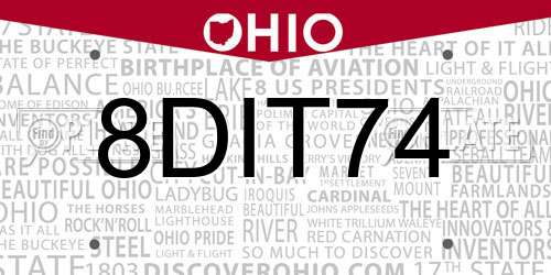 8DIT74 Ohio License Plate