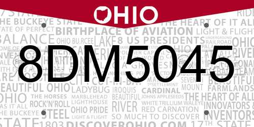 8DM5045 Ohio License Plate