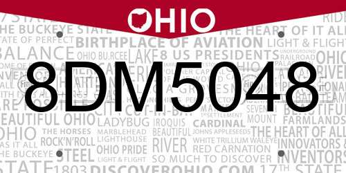 8DM5048 Ohio License Plate