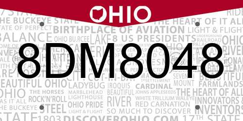 8DM8048 Ohio License Plate