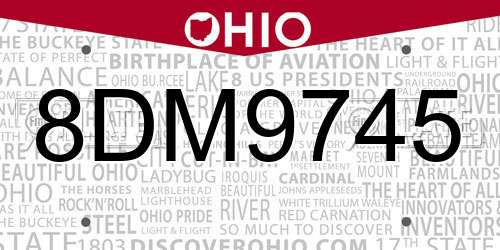 8DM9745 Ohio License Plate