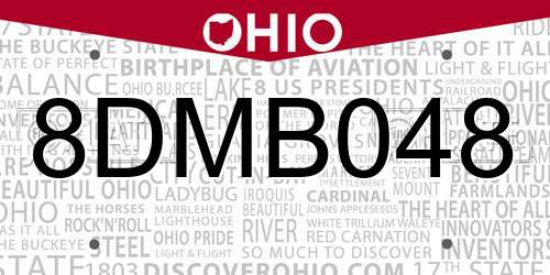 8DMB048 Ohio License Plate