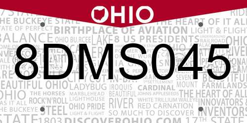 8DMS045 Ohio License Plate