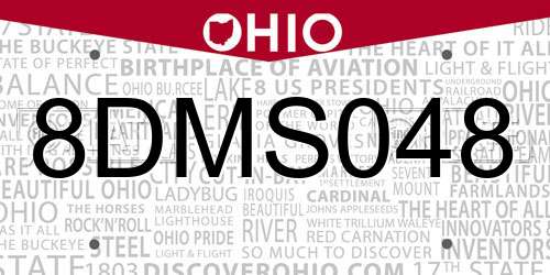 8DMS048 Ohio License Plate