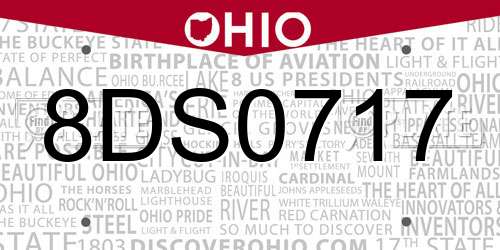8DS0717 Ohio License Plate