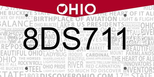 8DS711 Ohio License Plate
