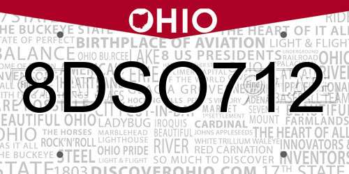 8DSO712 Ohio License Plate