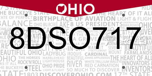 8DSO717 Ohio License Plate