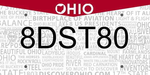 8DST80 Ohio License Plate