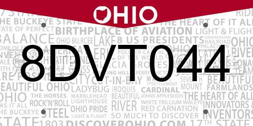 8DVT044 Ohio License Plate