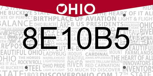 8E10B5 Ohio License Plate