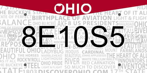 8E10S5 Ohio License Plate