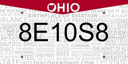 8E10S8 Ohio License Plate