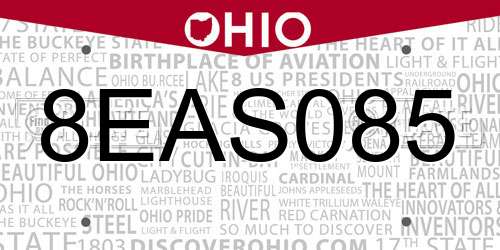 8EAS085 Ohio License Plate