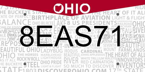 8EAS71 Ohio License Plate