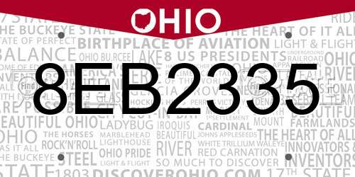 8EB2335 Ohio License Plate