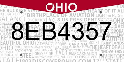 8EB4357 Ohio License Plate