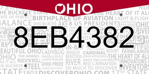 8EB4382 Ohio License Plate