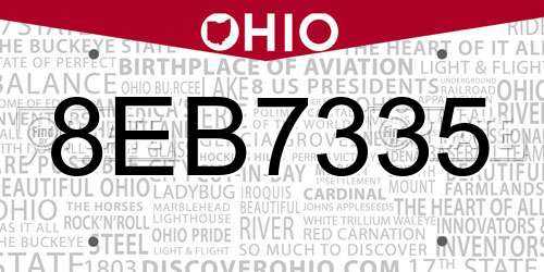 8EB7335 Ohio License Plate