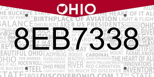8EB7338 Ohio License Plate