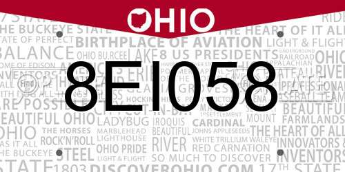 8EI058 Ohio License Plate