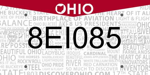 8EI085 Ohio License Plate