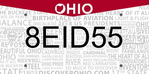 8EID55 Ohio License Plate