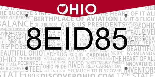 8EID85 Ohio License Plate