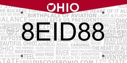 8EID88 Ohio License Plate
