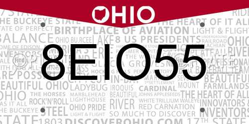 8EIO55 Ohio License Plate