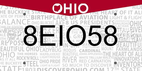 8EIO58 Ohio License Plate