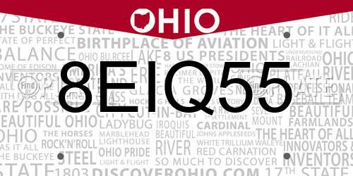 8EIQ55 Ohio License Plate