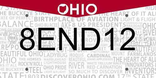 8END12 Ohio License Plate