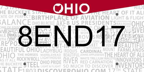 8END17 Ohio License Plate