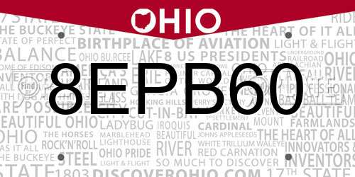 8EPB60 Ohio License Plate