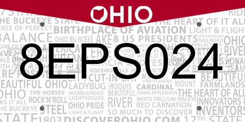 8EPS024 Ohio License Plate