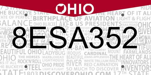 8ESA352 Ohio License Plate