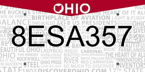 8ESA357 Ohio License Plate