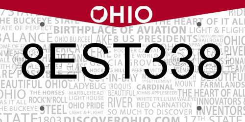 8EST338 Ohio License Plate