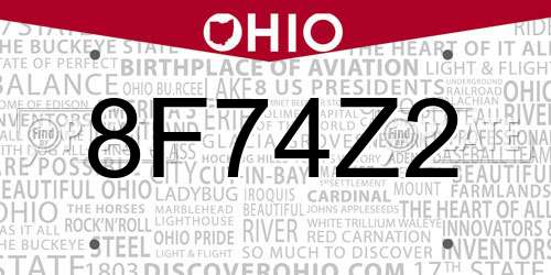 8F74Z2 Ohio License Plate