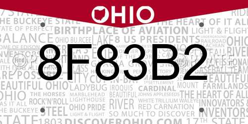 8F83B2 Ohio License Plate
