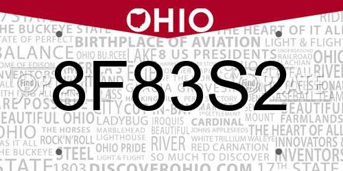 8F83S2 Ohio License Plate