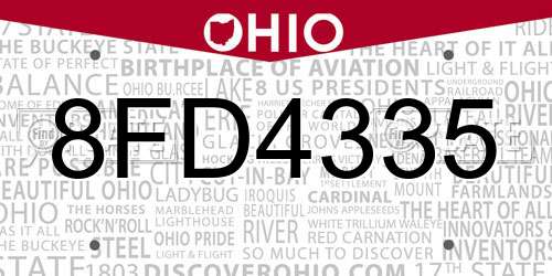 8FD4335 Ohio License Plate