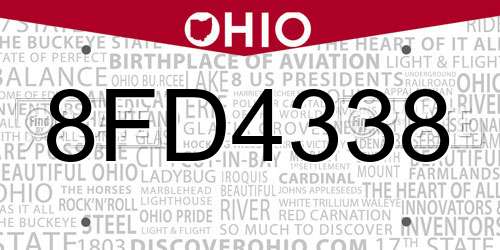 8FD4338 Ohio License Plate