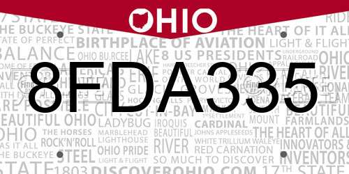 8FDA335 Ohio License Plate