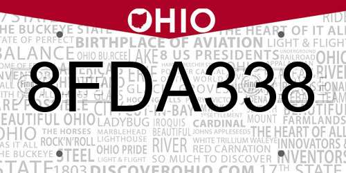 8FDA338 Ohio License Plate