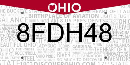 8FDH48 Ohio License Plate