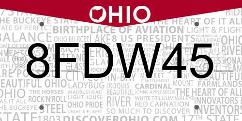 8FDW45 Ohio License Plate