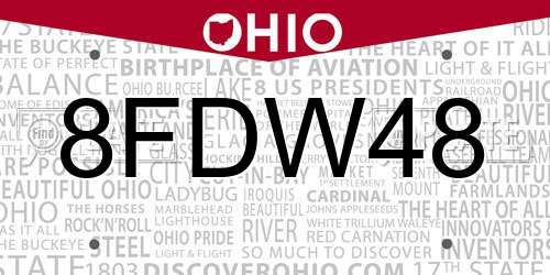 8FDW48 Ohio License Plate
